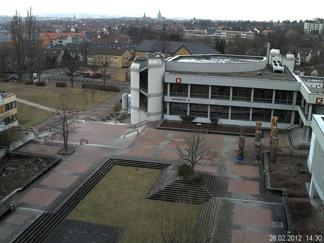 Foto der Webcam: Verwaltungsgeb&auml;ude, Innenhof mit Audimax, H&ouml;rsaal-Geb&auml;ude 1