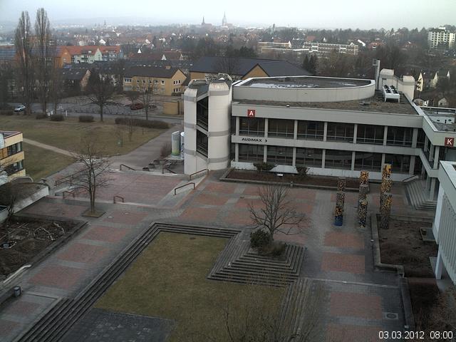 Foto der Webcam: Verwaltungsgeb&auml;ude, Innenhof mit Audimax, H&ouml;rsaal-Geb&auml;ude 1