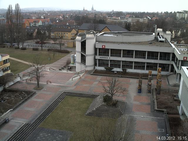 Foto der Webcam: Verwaltungsgeb&auml;ude, Innenhof mit Audimax, H&ouml;rsaal-Geb&auml;ude 1
