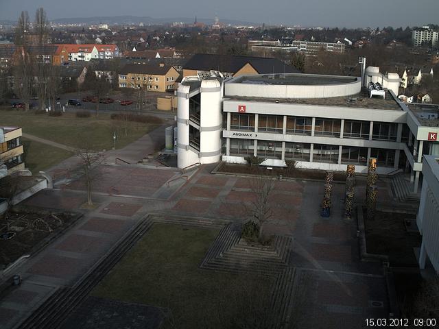Foto der Webcam: Verwaltungsgeb&auml;ude, Innenhof mit Audimax, H&ouml;rsaal-Geb&auml;ude 1
