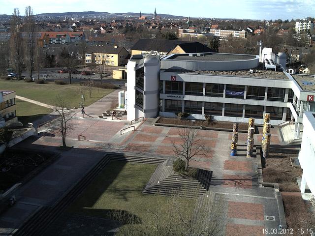 Foto der Webcam: Verwaltungsgeb&auml;ude, Innenhof mit Audimax, H&ouml;rsaal-Geb&auml;ude 1
