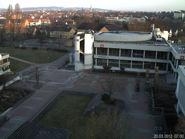 Foto der Webcam: Verwaltungsgeb&auml;ude, Innenhof mit Audimax, H&ouml;rsaal-Geb&auml;ude 1