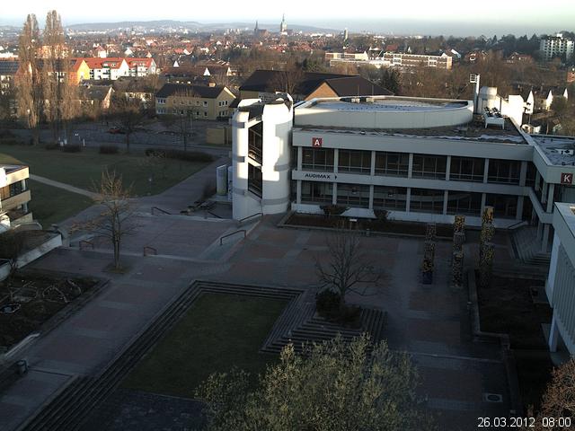 Foto der Webcam: Verwaltungsgeb&auml;ude, Innenhof mit Audimax, H&ouml;rsaal-Geb&auml;ude 1