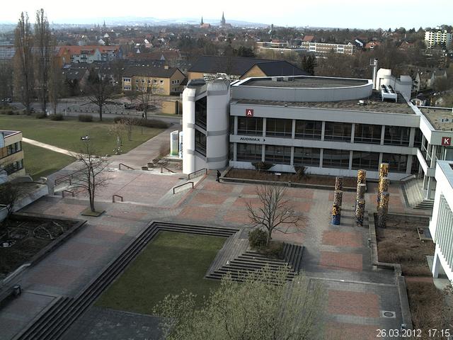 Foto der Webcam: Verwaltungsgeb&auml;ude, Innenhof mit Audimax, H&ouml;rsaal-Geb&auml;ude 1