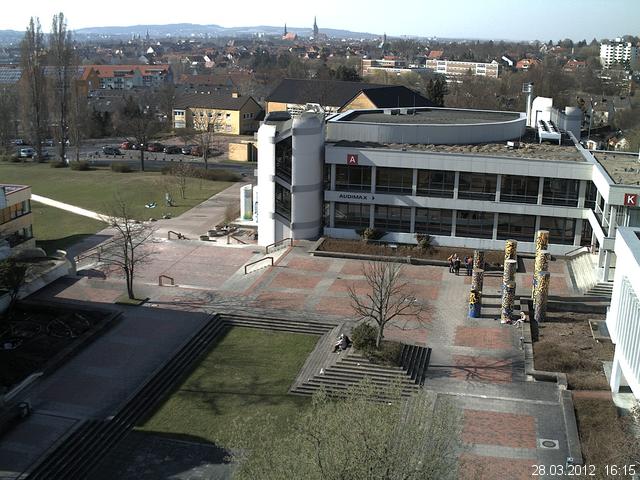 Foto der Webcam: Verwaltungsgeb&auml;ude, Innenhof mit Audimax, H&ouml;rsaal-Geb&auml;ude 1