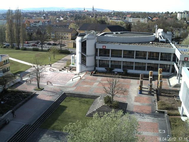 Foto der Webcam: Verwaltungsgeb&auml;ude, Innenhof mit Audimax, H&ouml;rsaal-Geb&auml;ude 1