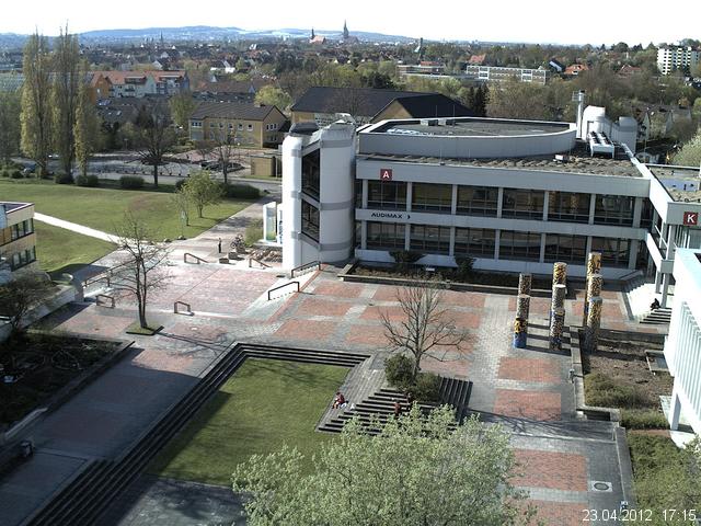 Foto der Webcam: Verwaltungsgeb&auml;ude, Innenhof mit Audimax, H&ouml;rsaal-Geb&auml;ude 1