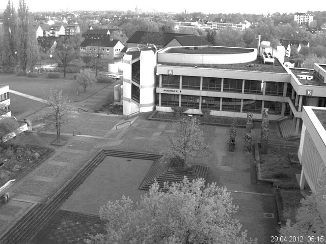 Foto der Webcam: Verwaltungsgeb&auml;ude, Innenhof mit Audimax, H&ouml;rsaal-Geb&auml;ude 1