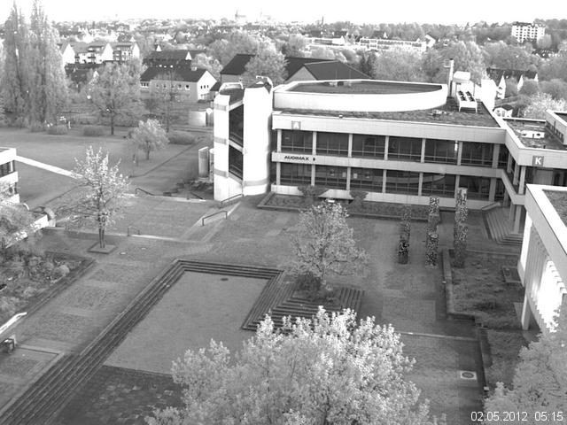 Foto der Webcam: Verwaltungsgeb&auml;ude, Innenhof mit Audimax, H&ouml;rsaal-Geb&auml;ude 1