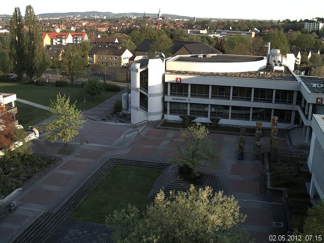 Foto der Webcam: Verwaltungsgeb&auml;ude, Innenhof mit Audimax, H&ouml;rsaal-Geb&auml;ude 1