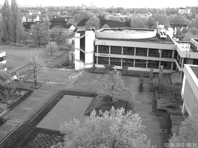 Foto der Webcam: Verwaltungsgeb&auml;ude, Innenhof mit Audimax, H&ouml;rsaal-Geb&auml;ude 1