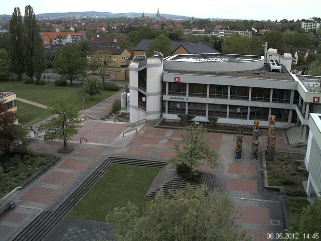 Foto der Webcam: Verwaltungsgeb&auml;ude, Innenhof mit Audimax, H&ouml;rsaal-Geb&auml;ude 1