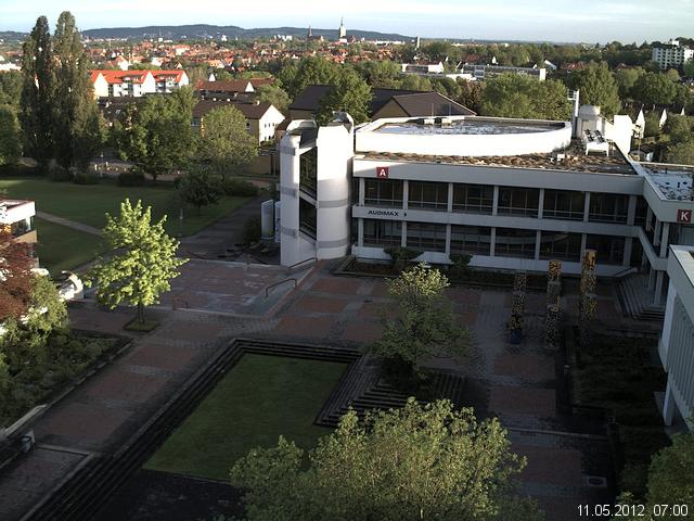 Foto der Webcam: Verwaltungsgeb&auml;ude, Innenhof mit Audimax, H&ouml;rsaal-Geb&auml;ude 1