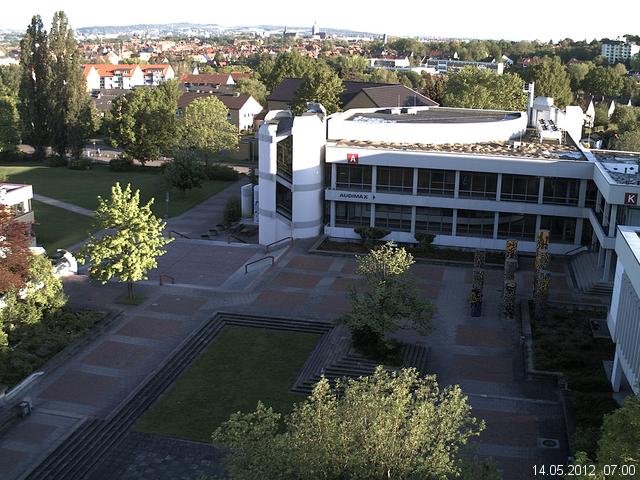Foto der Webcam: Verwaltungsgeb&auml;ude, Innenhof mit Audimax, H&ouml;rsaal-Geb&auml;ude 1
