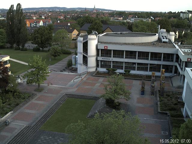 Foto der Webcam: Verwaltungsgeb&auml;ude, Innenhof mit Audimax, H&ouml;rsaal-Geb&auml;ude 1