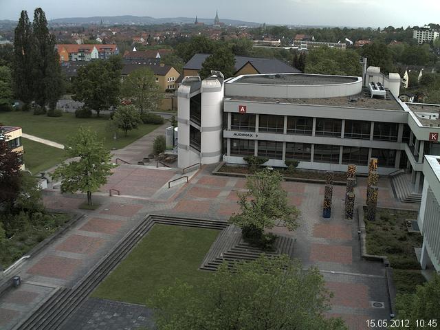 Foto der Webcam: Verwaltungsgeb&auml;ude, Innenhof mit Audimax, H&ouml;rsaal-Geb&auml;ude 1