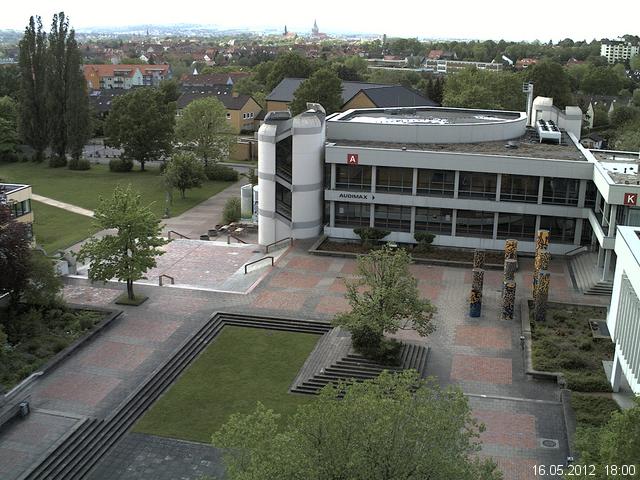 Foto der Webcam: Verwaltungsgeb&auml;ude, Innenhof mit Audimax, H&ouml;rsaal-Geb&auml;ude 1