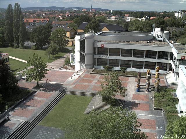 Foto der Webcam: Verwaltungsgeb&auml;ude, Innenhof mit Audimax, H&ouml;rsaal-Geb&auml;ude 1