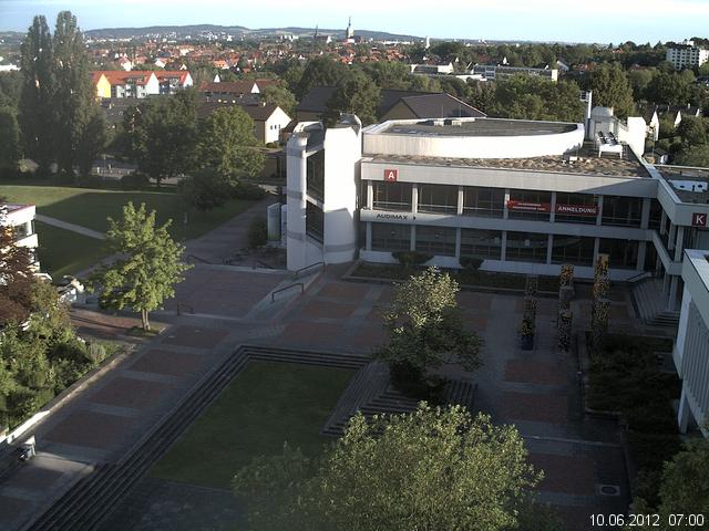Foto der Webcam: Verwaltungsgeb&auml;ude, Innenhof mit Audimax, H&ouml;rsaal-Geb&auml;ude 1