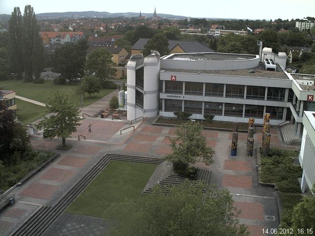 Foto der Webcam: Verwaltungsgeb&auml;ude, Innenhof mit Audimax, H&ouml;rsaal-Geb&auml;ude 1