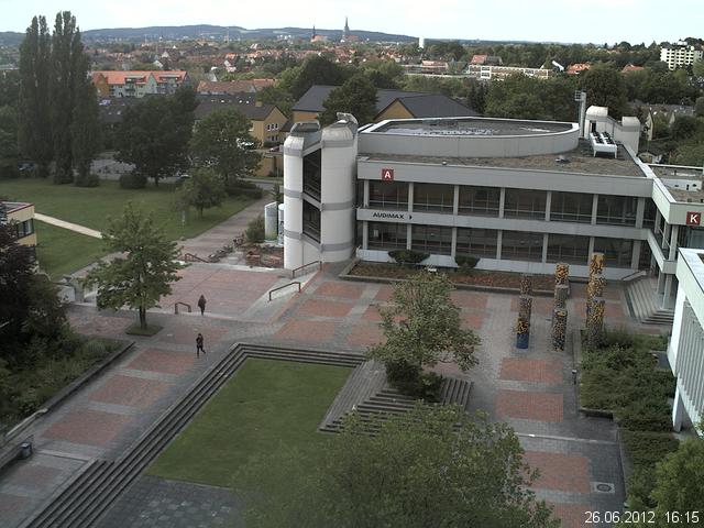Foto der Webcam: Verwaltungsgeb&auml;ude, Innenhof mit Audimax, H&ouml;rsaal-Geb&auml;ude 1