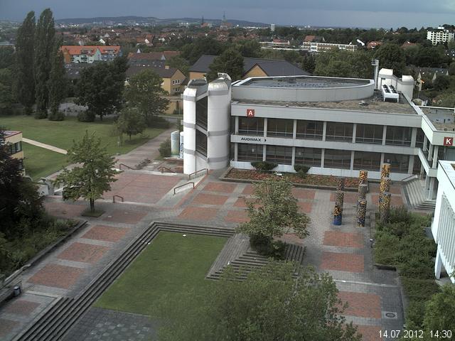 Foto der Webcam: Verwaltungsgeb&auml;ude, Innenhof mit Audimax, H&ouml;rsaal-Geb&auml;ude 1