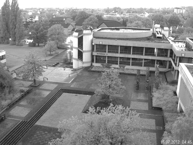 Foto der Webcam: Verwaltungsgeb&auml;ude, Innenhof mit Audimax, H&ouml;rsaal-Geb&auml;ude 1