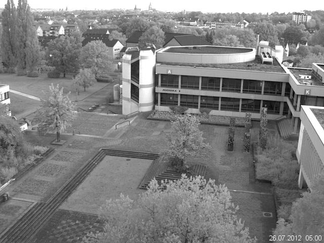 Foto der Webcam: Verwaltungsgeb&auml;ude, Innenhof mit Audimax, H&ouml;rsaal-Geb&auml;ude 1