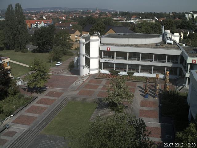 Foto der Webcam: Verwaltungsgeb&auml;ude, Innenhof mit Audimax, H&ouml;rsaal-Geb&auml;ude 1