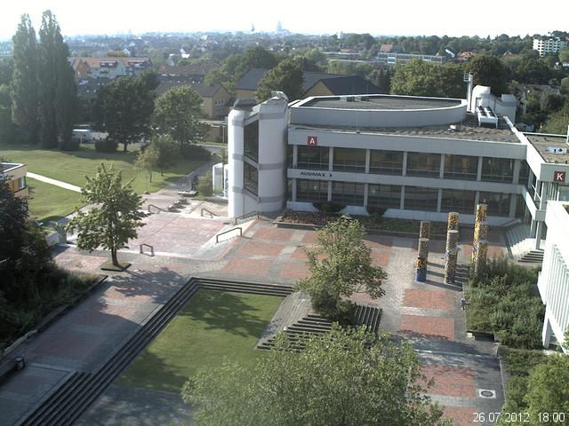 Foto der Webcam: Verwaltungsgeb&auml;ude, Innenhof mit Audimax, H&ouml;rsaal-Geb&auml;ude 1