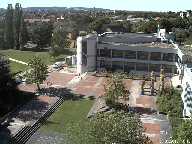 Foto der Webcam: Verwaltungsgeb&auml;ude, Innenhof mit Audimax, H&ouml;rsaal-Geb&auml;ude 1