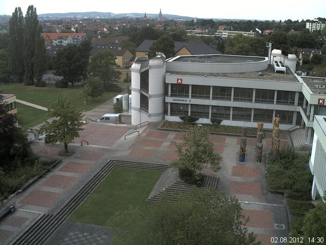 Foto der Webcam: Verwaltungsgeb&auml;ude, Innenhof mit Audimax, H&ouml;rsaal-Geb&auml;ude 1