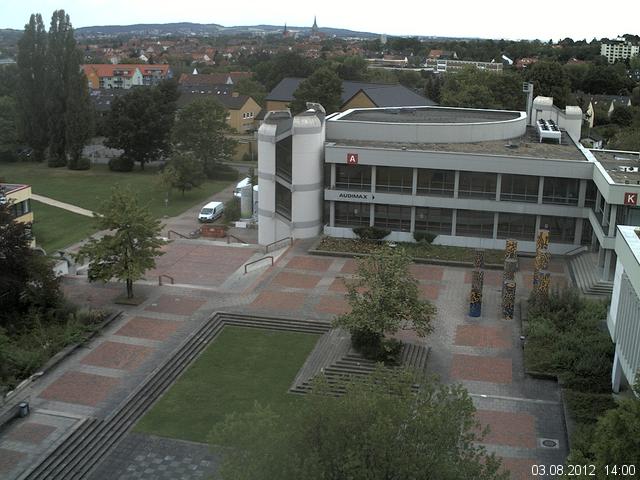 Foto der Webcam: Verwaltungsgeb&auml;ude, Innenhof mit Audimax, H&ouml;rsaal-Geb&auml;ude 1