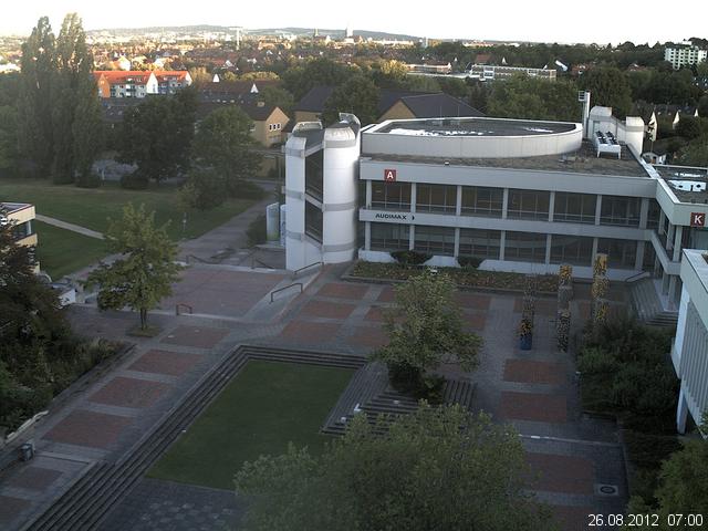 Foto der Webcam: Verwaltungsgeb&auml;ude, Innenhof mit Audimax, H&ouml;rsaal-Geb&auml;ude 1