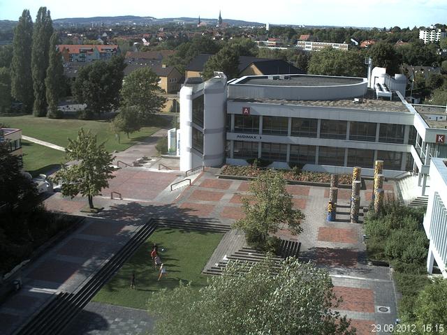 Foto der Webcam: Verwaltungsgeb&auml;ude, Innenhof mit Audimax, H&ouml;rsaal-Geb&auml;ude 1