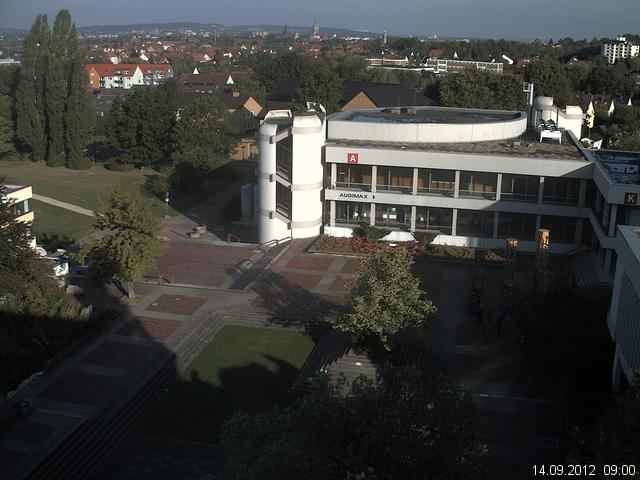 Foto der Webcam: Verwaltungsgeb&auml;ude, Innenhof mit Audimax, H&ouml;rsaal-Geb&auml;ude 1