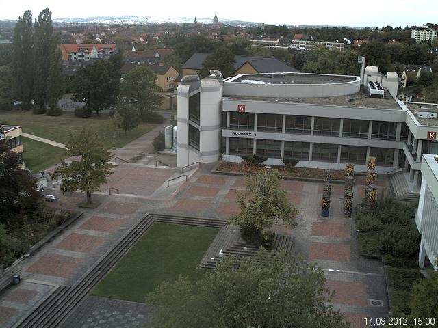 Foto der Webcam: Verwaltungsgeb&auml;ude, Innenhof mit Audimax, H&ouml;rsaal-Geb&auml;ude 1