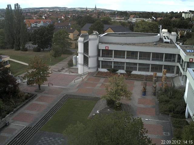 Foto der Webcam: Verwaltungsgeb&auml;ude, Innenhof mit Audimax, H&ouml;rsaal-Geb&auml;ude 1