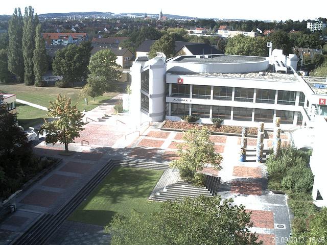 Foto der Webcam: Verwaltungsgeb&auml;ude, Innenhof mit Audimax, H&ouml;rsaal-Geb&auml;ude 1