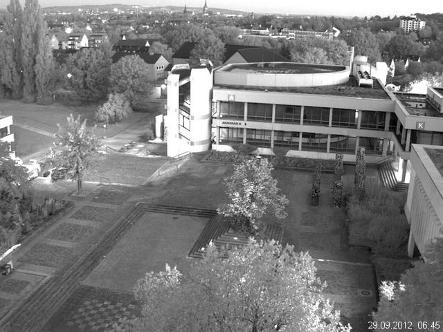 Foto der Webcam: Verwaltungsgeb&auml;ude, Innenhof mit Audimax, H&ouml;rsaal-Geb&auml;ude 1