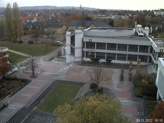 Foto der Webcam: Verwaltungsgeb&auml;ude, Innenhof mit Audimax, H&ouml;rsaal-Geb&auml;ude 1
