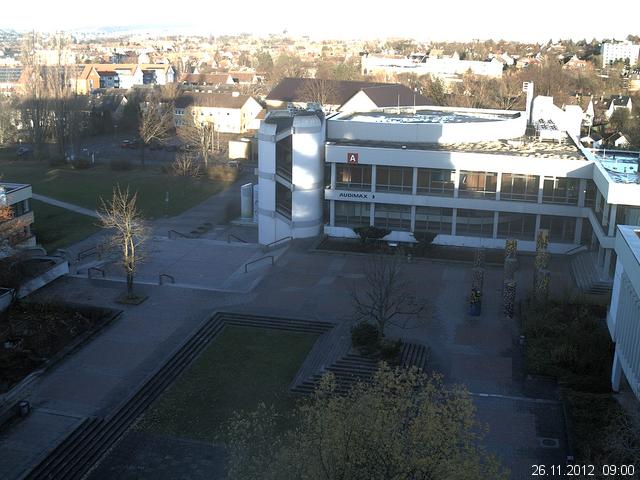 Foto der Webcam: Verwaltungsgeb&auml;ude, Innenhof mit Audimax, H&ouml;rsaal-Geb&auml;ude 1