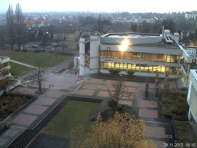 Foto der Webcam: Verwaltungsgeb&auml;ude, Innenhof mit Audimax, H&ouml;rsaal-Geb&auml;ude 1