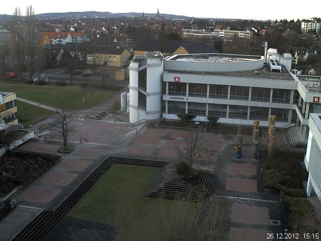 Foto der Webcam: Verwaltungsgeb&auml;ude, Innenhof mit Audimax, H&ouml;rsaal-Geb&auml;ude 1