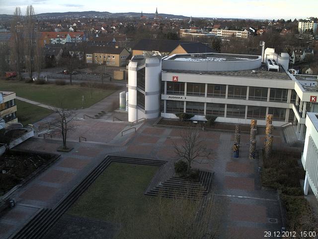 Foto der Webcam: Verwaltungsgeb&auml;ude, Innenhof mit Audimax, H&ouml;rsaal-Geb&auml;ude 1