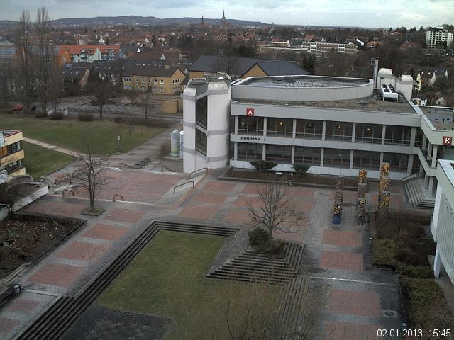 Foto der Webcam: Verwaltungsgeb&auml;ude, Innenhof mit Audimax, H&ouml;rsaal-Geb&auml;ude 1
