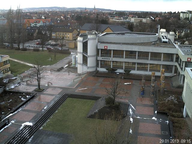 Foto der Webcam: Verwaltungsgeb&auml;ude, Innenhof mit Audimax, H&ouml;rsaal-Geb&auml;ude 1