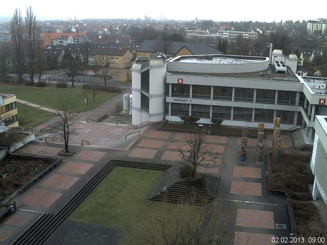 Foto der Webcam: Verwaltungsgeb&auml;ude, Innenhof mit Audimax, H&ouml;rsaal-Geb&auml;ude 1