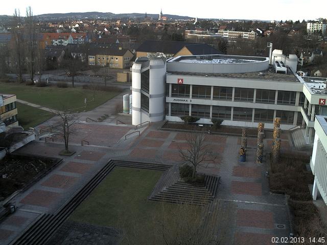Foto der Webcam: Verwaltungsgeb&auml;ude, Innenhof mit Audimax, H&ouml;rsaal-Geb&auml;ude 1