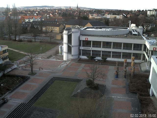 Foto der Webcam: Verwaltungsgeb&auml;ude, Innenhof mit Audimax, H&ouml;rsaal-Geb&auml;ude 1